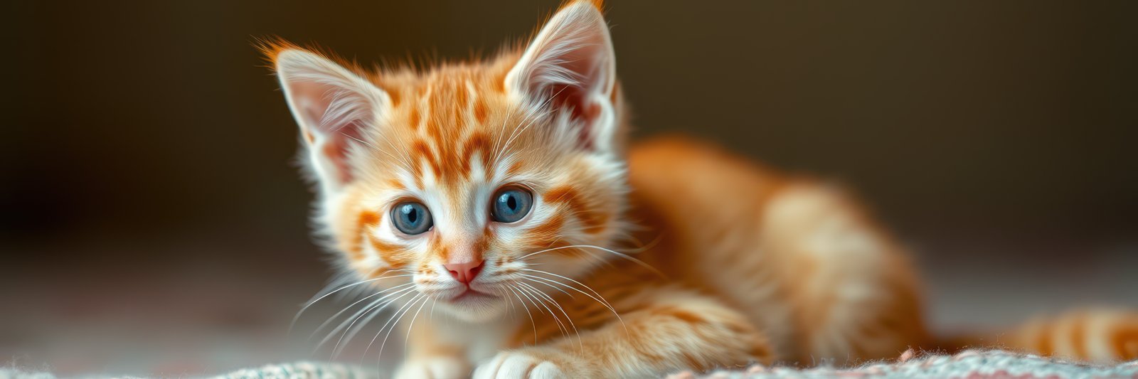 Cute playful orange tabby kitten exploring its surroundings in a cozy indoor setting during the day